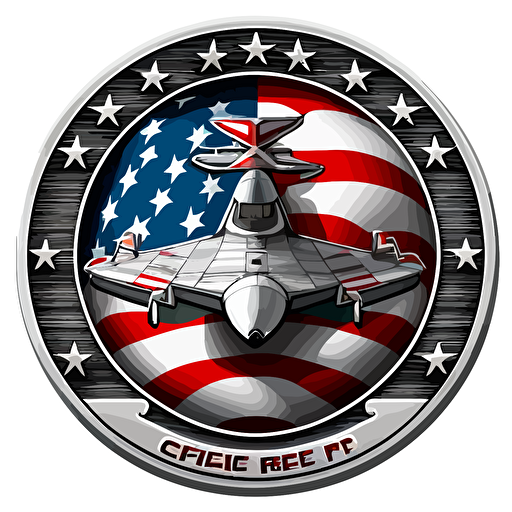 chess board, silver f18 jet in circle, badge, american flag, stars, stripes, jet plane, vector art, illustration, 2d, detailed