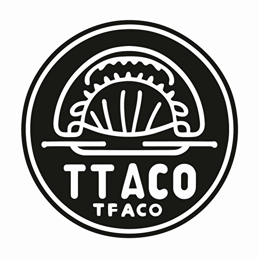 taco logo icon, simple outline, vector, clean, modern, hipster, black, white background, by Keith Herring