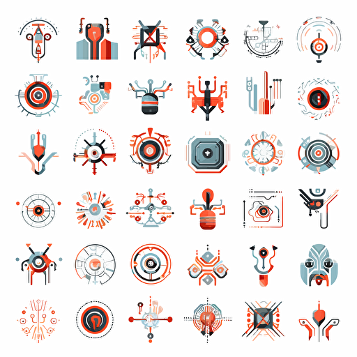 logo design set for company that work in artificial intelligence develop systems, modern , flat vector icon, 2d, stock vector, svg, ai, plain white background, digital identity