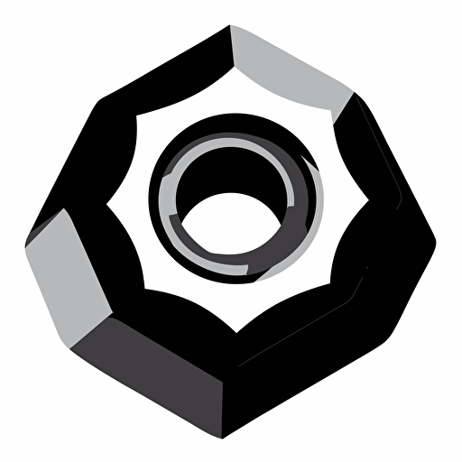 6 sided pal nut fastener, black and white, symmetrical, vector clip art, sillouette, no depth