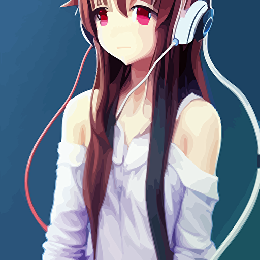 squareenix style 3d anime girl wearing headphone listening amplifier cute girls cute things makoto shinkai smiling super detailed eyes eyebrowless perfect symmetry visual novel fantastic details anime art styled trending artstation pixiv manga cover