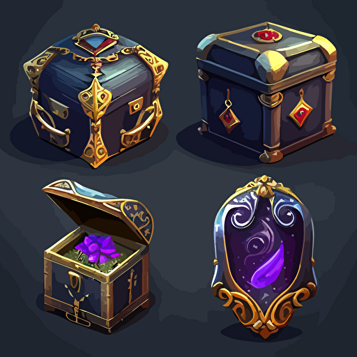 magic Jewerly box, closed, icon, hand painted, vectorial, design sheets for a game