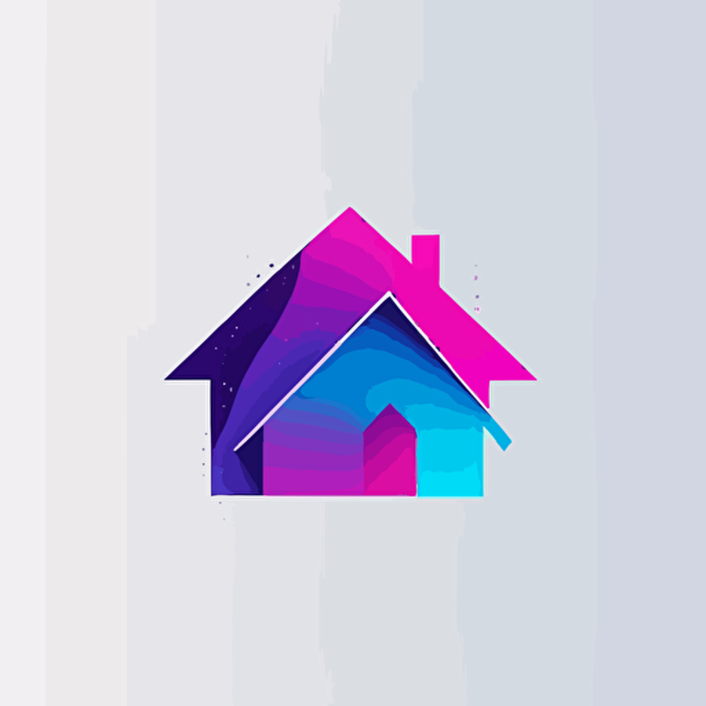 Logo house use the colors purple pink and blue only on white background modern vectorized simple logo