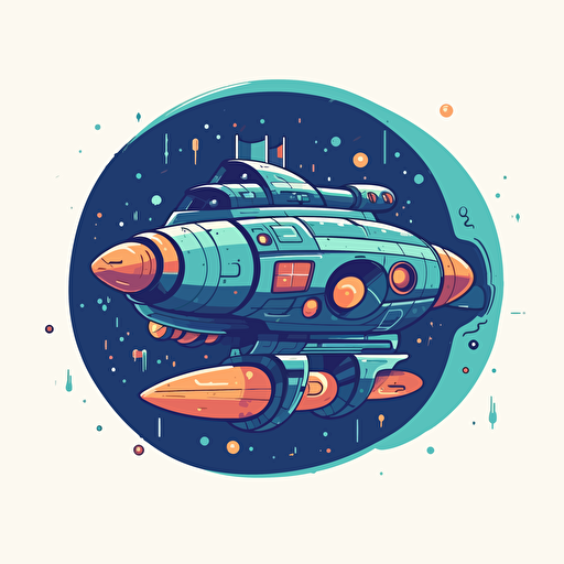 a cute and simplistic space ship, flat vector illustration