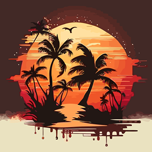 palms, beach, vector,