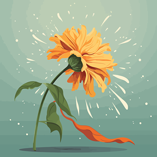 a wilted flower in a garden with the petals falling off. Vector illustration