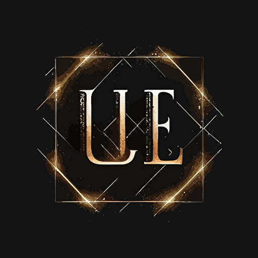 logo, the letters L U E combined to create a square, vector image, white letters, black background