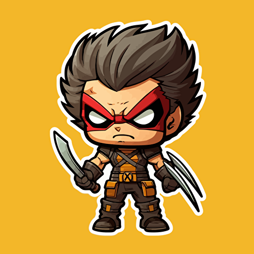 cute chibi wolverine sticker vector hq art