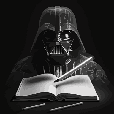 Darth vader pencil sketch vector design black background white pencil