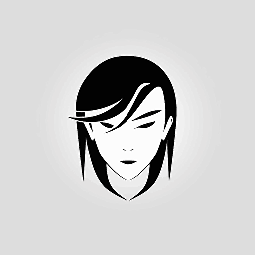 black and white minimalistic head of banshee, she, minimalistic icon, vector shape