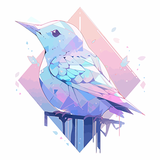 A gradient-colored origami bird sticker, featuring a smooth color transition from one shade to another, creating a visually appealing and stylish design, Artwork, vector illustration,