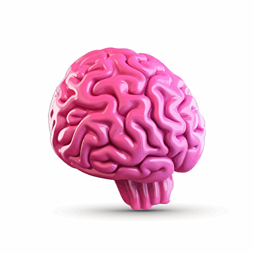human brain. Pink. Shiny. Plastic. Symmetry. Product. Vector logo. White background
