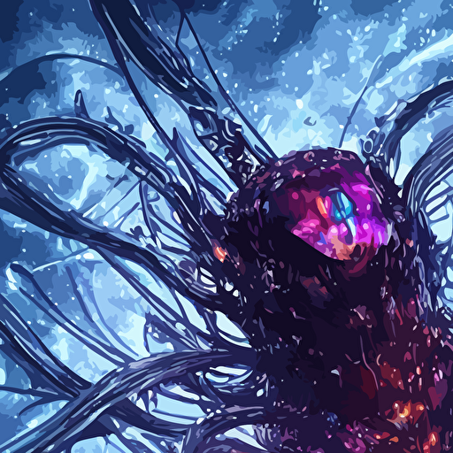 close macro portrait face dark queen princess epic angle epic pose symmetrical artwork 3d depth field blurred background cybernetic jellyfish phoenix bird translucent nautilus energy flows water fire highly detailed epic cinematic concept art cg render maya blender photoshop octane render excellent composition cinematic dystopian brutalist atmosphere dynamic dramatic cinematic lighting aesthetic inspirational arthouse y greg rutkowski ilya kuvshinov wlop stanley artgerm lau ruan jia fenghua zhong