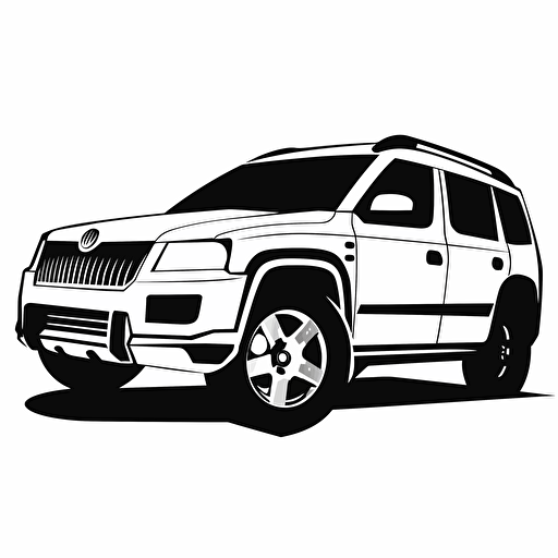 sticker only, 2d, black and white Skoda Yeti shape, vector, dxf