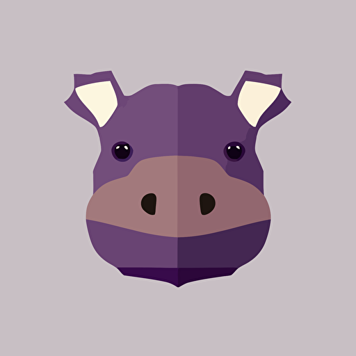 a flat vector logo of baby hippo head ,purple, minimal by Paul Rand