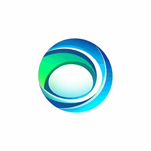 simple modern logo in futuristic design, 2D flat vector, blue and green color gradient, white background, clean design, minimalistic