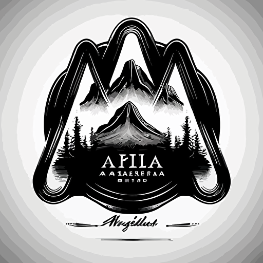 triple A logo like 3 montains, miror effeect, sketch style vector black color