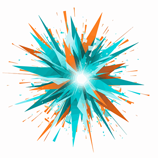 a stylized exploding cyan orange vector star on white