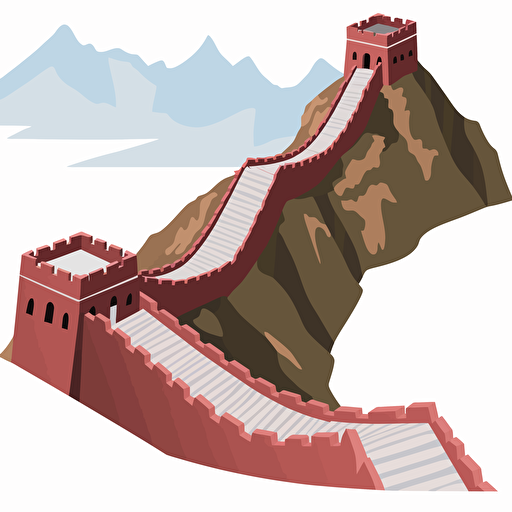 1d clip art Vector Image of the great wall of china, digital illustration