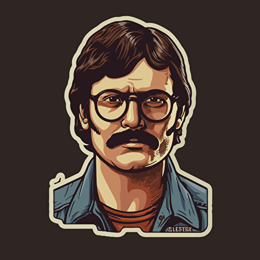 Serial Killer,ed kemper, The Co-Ed Killer, Horror, VHS Horror, Sticker, 80s horror comic art, Vector,