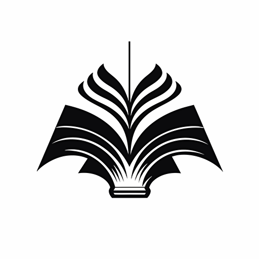 book publisher, modern logo, black and white, white background, flat design, vector