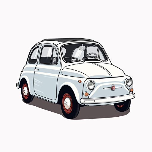 Vector date, w/b art, Fiat 500, Cute style, white background,