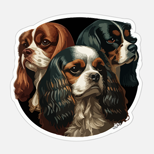 4 cavaliers vector art sticker