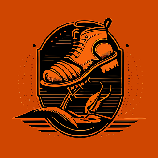 vector logo of a heel squashing a bug, simple, retro style