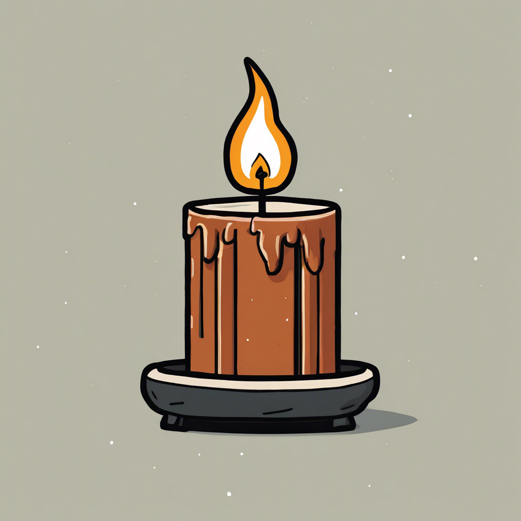 A single candle burning brightly in the dark., illustration in the style of Matt Blease, illustration, flat, simple, vector
