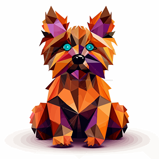 colorfull origami yorkshire terrier dog, vector art, white background
