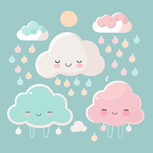 cute cloud kawaii style, vector clipart