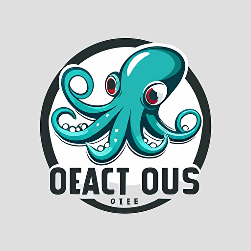 a mascot logo of an octopus, simple, vector