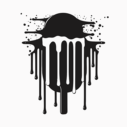 popsicle dripping logo without text, vector design, flat, modern, black and white