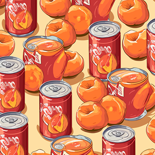 a repeating pattern of peaches and coke cans, vector art, cartoon style, wallpaper, ar 9:16