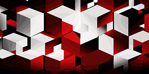 minimalist, vectorized, red white and black colors, print layer , delicacy, elegant, polygon smooth cubic pattern, dark background