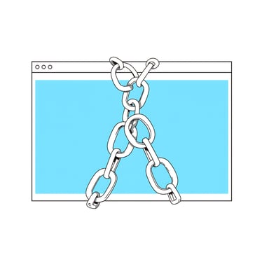 a screen locked in chains