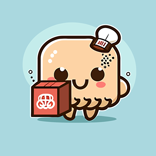 mascot logo of octopus, simple, vector, anime, 2D, holding a small package