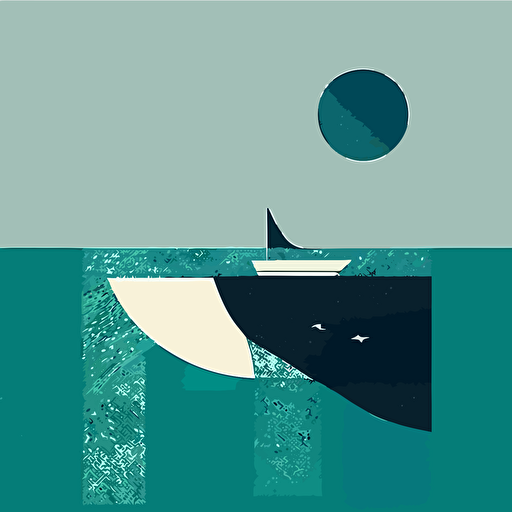 flat geometric vector, ocean, simple minimal, abstract, minimalistic, by Ivan Chermayeff**