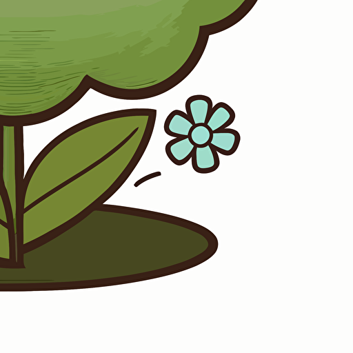 cute green flower kawaii style, vector clipart