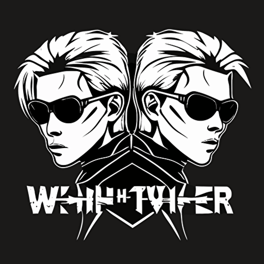 in white only. The logo style looks like holding a pair of sunglasses killer pistols to suit only the white and black background. The appearance of holding a pair of pistols Matched with a black background Matching the style of the game Witcher style 3 logo style Without letters Witcher protagonist sunglasses Simple Casino Eat and play Twin pistols are cool and as simple as possible White vector logo style