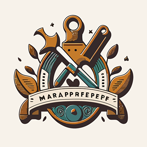 carpenter tools emblem logo, Tom Whalen, flat, whimsical, Minimal, Contour, Vector, White Background, Detailed ar 1:1