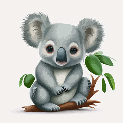 cute koala Pixar illustration high detail vector drawing, white background — v 5 — ar 12:18
