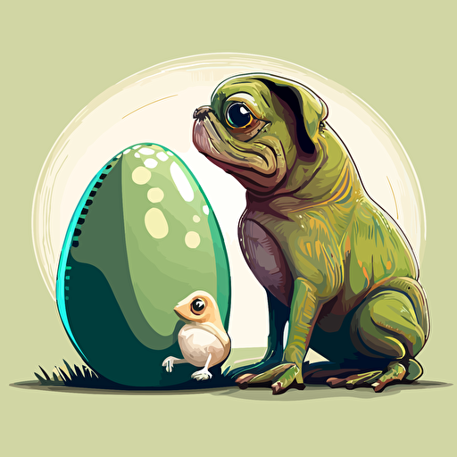vector style 2d egg dog meets frog