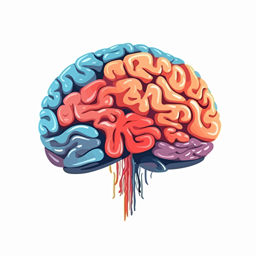 brain, white background, flat colors, vector style