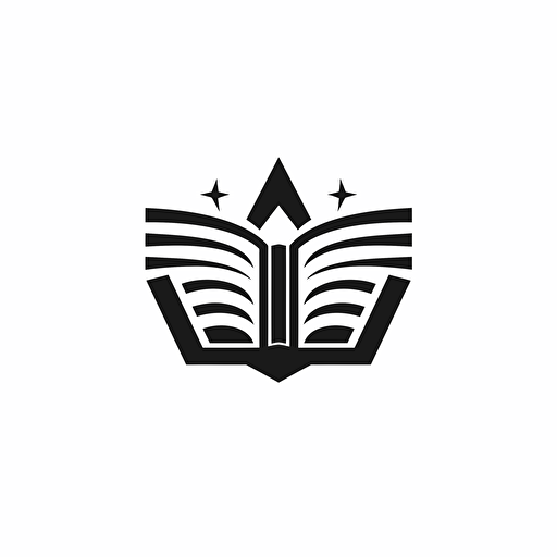 book publisher, modern logo, black and white, white background, flat design, vector