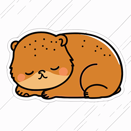kawaii capibara, sleeping, sticker, vector, white background, contour, cartoon style