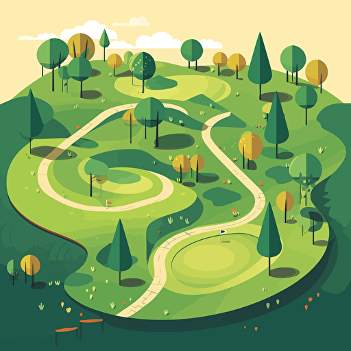 golf course flat vector, clean,