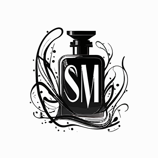 Create an abstract fragrance bottle by combining letters S M Q E