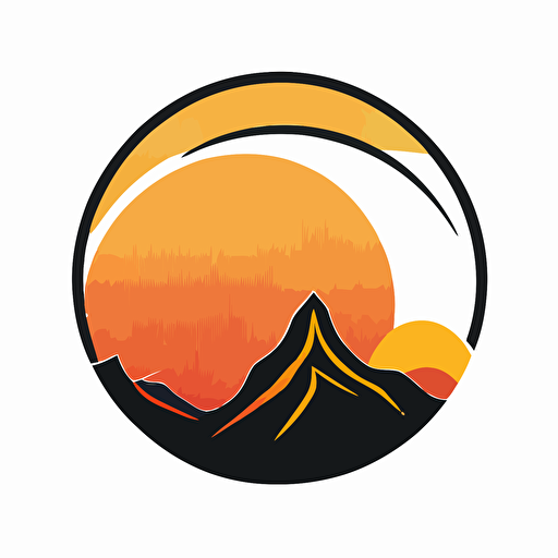 simple vector minimal logo of sunset with mountains, style of Carolyn Davidson, no text