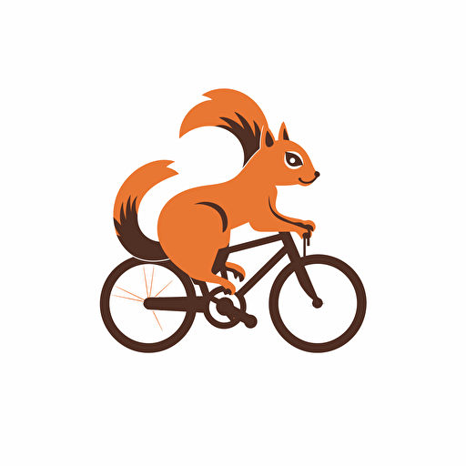 bicycle squirrel, simple vector logo, white background, bicycle gear border, clipart style,